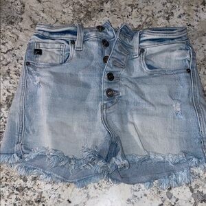 KanCan Light Blue Frayed Jean Shorts